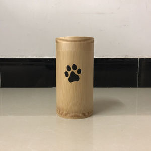 Natural Bamboo Pet <b>Urn</b> Cremation Keepsake Jar Paw Print Engraved Cylindrical Ashes Memorial Container for Dog <b>Cat</b> - Product Image 2
