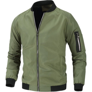 Blouson universitaire noir personnalisé pour homme, style baseball, en cuir, avec écussons brodés, design uni en cuir de mouton - Product Image 3