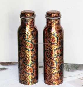 Copper <b>Water</b> <b>Bottle</b> Unique Design Pure Copper Hammered <b>Water</b> <b>Bottles</b> Made by Tayyab Handicraft - Product Image 1