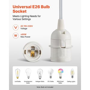 Kit Cavo di Prolunga per Lanterna da 16 Piedi, Robusto e Sicuro, Confezione da 2, con Portalampada E26, Cavo di Ricambio per Lampada, Spina per Sostituzione e Kit di Retrofit per Sospensione - Product Image 4