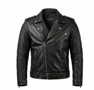 Chaqueta de Motociclista Personalizada de Cuero PU Negro para Hombre, Estilo Biker, Bolsillos con Cremallera, Cuello Alto, Logotipo Frontal, Impermeable, Servicio OEM - Product Image 1