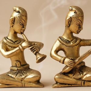 Juego de Figuras Musicales de Latón Chapado en Oro, 4 Piezas, 8 Pulgadas de Largo, Decoración para el Hogar, Artesanía de Fundición, Escultura 3D - Product Image 4