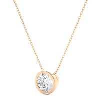 Collier pendentif en or jaune 14K 18K avec diamant de laboratoire couleur D taille ronde, serti clos, diamant CVD, bijou léger