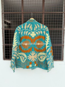 <b>Women's</b> Cotton <b>Coat</b> Embroidered Floral Mandarin Collar Full Sleeve Jacket Spring Prairie Chic Style Handmade Open Stitch - Product Image 4
