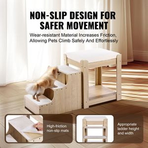 Letto a castello per animali domestici da interno con scale, piattaforma rialzata multi-livello per cani/gatti, seduta lounge per il riposo a bordo finestra - Product Image 5