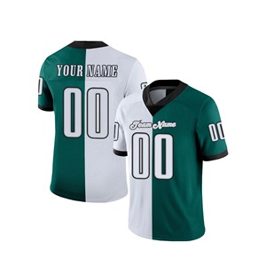 Maillot de football américain personnalisé pour homme, hiver, blanc et jaune, col en V, manches courtes, maille 100 % polyester, impression par sublimation - Product Image 3
