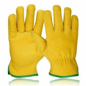 Premium Quality Yellow Cowhide Grain Leather <b>Driver</b> Work <b>Gloves</b> Fleece Lined Soft & Comfortable Lorry Truck Driving <b>Glove</b> - Product Image 4