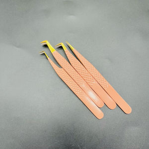 Pince à épiler pour extensions de cils DANTRIC IMPLANTS JK-214 en acier inoxydable recouvert d'une couche de couleur nude, antimagnétique, réutilisable, 10 mm, pointe lisse - Product Image 2