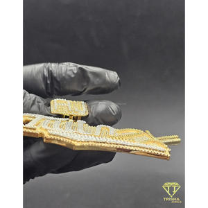 Pendentif personnalisé avec nom, serti de diamants de laboratoire, collier hip-hop, or brillant, bijoux statement - Product Image 1