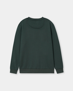 เสื้อสเวตเชิ้ตคอกลมผู้ชาย สีพื้น ผ้าถัก ทรงปกติ สวมใส่สบายๆ สำหรับฤดูใบไม้ร่วง สีเขียวเข้ม แขนยาว ผ้าฝ้าย 100% - Product Image 2