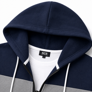Sudadera con Capucha y Cierre de Cremallera para Hombre SCS, Diseño Color Block, Corte Regular, Estilo Casual para Otoño - Product Image 4