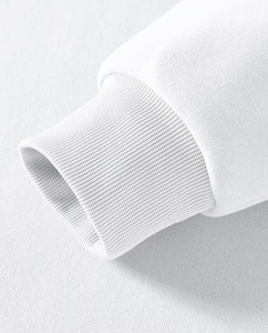 Men's White Crew Neck Oversized Woven Fleece Pullover Solid Color Minimalist Breathable Polyester Sweatshirt Winter Wear - Product Image 2