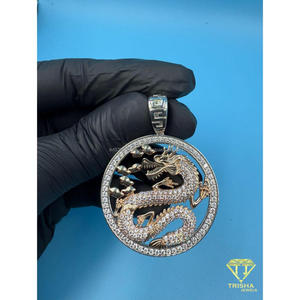Custom Asian Dragon Pendant Featuring VVS Moissanite Diamonds Handmade Hip Hop Necklace <b>Charm</b> - Product Image 3