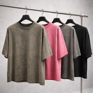 Camisetas al por mayor de 380 g/m² con lavado ácido para mujer, transpirables, personalizadas OEM, informales, estilo vintage, oversize - Product Image 1