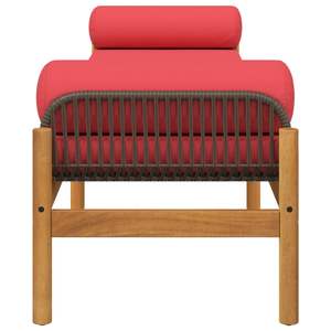 Banc de patio en rotin PE marron et rouge avec housses amovibles, mobilier d'extérieur élégant - Product Image 5
