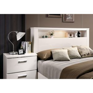 Contemporary 1-Piece Nightstand with <b>High</b> Gloss Lacquer Finish Chrome Handles USB Charger White <b>Bedside</b> <b>Table</b> for Bedroom - Product Image 4