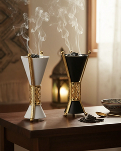 Brûleur à Bakhoor en métal de luxe avec couvercle, brûleur à encens arabe décoratif, Mabkhara, brûleur à charbon pour la décoration de la maison et des hôtels - Product Image 4