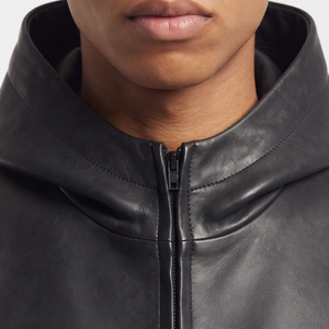 <b>Men's</b> Oversized Leather Hoodie <b>Men</b> Loose Fit Leather <b>Pullover</b> Hoodie <b>Mens</b> Front Pocket Leather Baggy Hooded - Product Image 4
