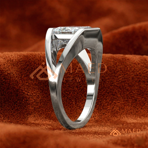 Anillo de Compromiso de Plata de Ley 925 con Corte Esmeralda y Engaste de Barra |   Anillo Solitario Minimalista Moderno para Mujer - Product Image 2