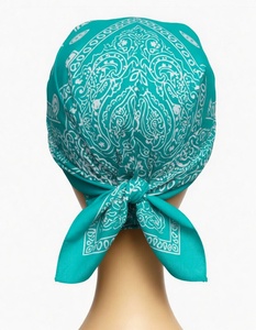 Teal Bandana <b>Style</b> Cap With Vintage Print Sun Protection Outdoor Casual Unisex Hat - Product Image 4