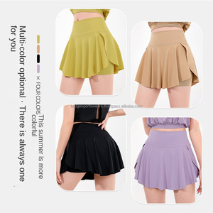 Ensemble jupe de badminton pour femmes, 2 pièces, couleur unie, coton respirant, pour entraînement en salle de sport - Product Image 4