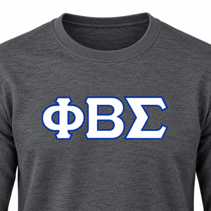 T-shirt unisexe à manches longues gris foncé Phi Beta Sigma avec motif graphique de lettres grecques blanches et bleues sur la poitrine, col rond et poignets côtelés - Product Image 5