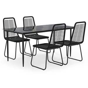 Conjunto de Comedor de Jardín de Ratán PE Negro Resistente, Diseño Estándar - Product Image 2