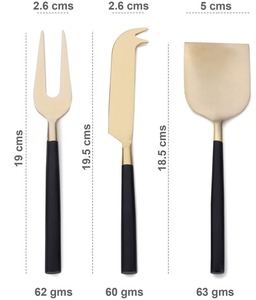 Juego de cuchillos para queso dorados con mango negro, hoja de acero inoxidable, herramientas duraderas para servir queso - Product Image 5