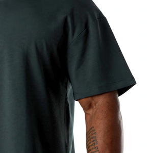 Short Sleeve <b>Men's</b> Formal O-Neck Loose Fit 100% Cotton 220g Knitted Fabric Front Logo Sports T-<b>shirt</b> Training Basketball - Product Image 6
