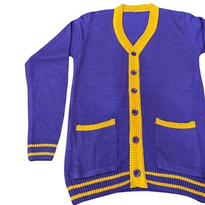 Cardigan tricoté jaune à col en V pour homme, avec boutons recouverts de laine/acrylique, manches longues, couleur unie, pour l'hiver - Product Image 3