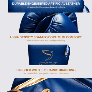 Top Selling Customized Fly Boxing Sparring <b>Gloves</b> Genuine Blue Gold Leather Boxing Training <b>Gloves</b> <b>Custom</b> Logo Fighting <b>Gloves</b> - Product Image 4