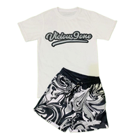 Ensemble 2 pièces OEM personnalisé pour homme : T-shirt en coton coupe ajustée avec logo personnalisable et short assorti
