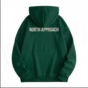 North Approach Hooded Sweatshirt <b>Men</b> Oversized Cotton Print Pocket Casual Autumn Green Hoodie - Product Image 2