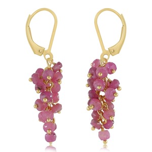 Boucles d'oreilles pendantes en perles de rubis, argent sterling 925 plaqué rhodium, chaîne de perles facettées, bijoux pour femmes, cadeau tendance - Product Image 1