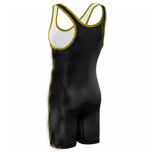 Singlet de Lucha Libre para Hombre, Negro y Amarillo, Ajustado, Sin Mangas, Elástico, Compresión, Uniforme Deportivo, Secado Rápido, Ropa Deportiva para Adultos, OEM - Product Image 1