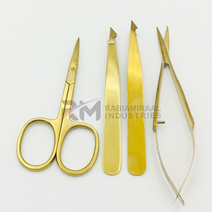 Pinzas para Cejas Inclinadas RMI, Juego de Pinzas para Cejas de Plasma Doradas de Alta Calidad con Tijeras de Resorte, Suministros para Cejas de Última Tendencia OEM - Product Image 2