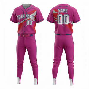 Uniforme de Béisbol Personalizable y Transpirable con Cuello en V, Pantalones y Camiseta de Alta Calidad con Estampado Sublimado - Product Image 2