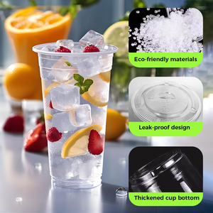 Vasos Desechables de Plástico PET Homelink con Tapas, Vasos Desechables para Helado, Bebidas Frías, Café Helado, Té, Jugo, Libres de BPA - Product Image 3