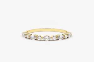 แหวนเพชรทรงมาร์คีส์และทรงกลมแบบมินิมอลลิสต์ ครึ่งวงนิรันดร์ ทองคำแท้ 14K เพชรเลี้ยงในห้องปฏิบัติการ เครื่องประดับผู้หญิงทันสมัยสำหรับงานปาร์ตี้ ของขวัญสำหรับเธอ - Product Image 1