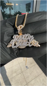 Colgante de Letra Cursiva Personalizado con Diamante Moissanita VVS, Plata S925, Oro Sólido de 9k, 10k, 14k, 18k, con Incrustaciones de Diamantes - Product Image 2