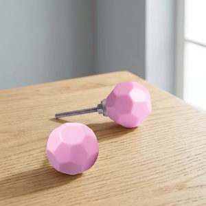 Modern Geometric Pink Plastic Cabinet <b>Knobs</b> <b>for</b> <b>Dresser</b> and Kitchen Use Easy Installation - Product Image 1