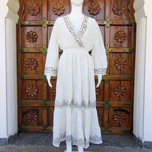 Vestido Maxi Geométrico Elegante para Mujer, Diseño ODM, Verano, Casual, Silueta Holgada, Cintura Natural, Tela de Lana, Ecológico, Tallas Grandes - Product Image 1