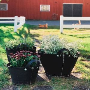 Multipurpose Recycled Rubber <b>Basket</b> with Handle Durable Handmade Tire Flower Pot Sustainable Garden <b>Storage</b> Organizer Sets - Product Image 3