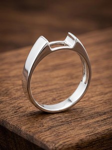 Genuine 925 Sterling Silver 7x5mm East West Emerald Cut Semi Mount <b>Ring</b> Rectangle Stone <b>Blank</b> Collet <b>Ring</b> Setting - Product Image 6