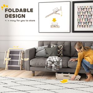 Folding Pet Ramp for <b>Small</b> to Large Pets 4 Adjustable Height From 15\" to 19\" Dog <b>Step</b> with Side Rails Bed & Accessories - Product Image 4