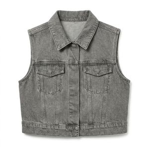 Chaleco vaquero personalizado para mujer con cierre de cremallera, denim elástico, producción al por mayor para boutiques estadounidenses - Product Image 2