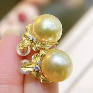 Pendientes de Perlas Naturales de 11-10 mm, Versátiles, Color Blanco Crema, Redondos, de Moda, Plata de Ley 925, con Caja de Regalo - Product Image 3