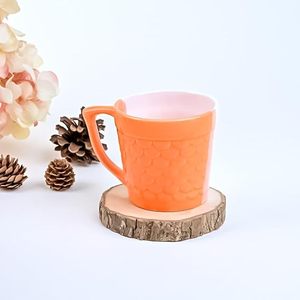 Dual-Tone Ceramic Orange & White <b>Tea</b> Cup Set of 6 Luxury PC <b>Mugs</b> with Pattern Logo for Hiking or Daily Use - Product Image 4