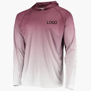 เสื้อฮู้ดดี้ผู้ชายไล่เฉดสี แขนยาว UPF 50 แห้งเร็ว โพลีเอสเตอร์ เสื้อตกปลา พิมพ์ลายโลโก้ด้านหน้า 2027 - Product Image 4