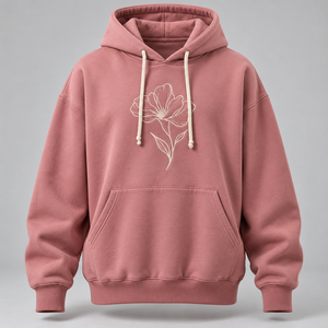 Sudadera con Capucha Bordada con Hojas de Ginkgo, Verde Bosque, Felpa de Algodón, Patrón Dorado, Personalización de Marca, Venta al Por Mayor - Product Image 4